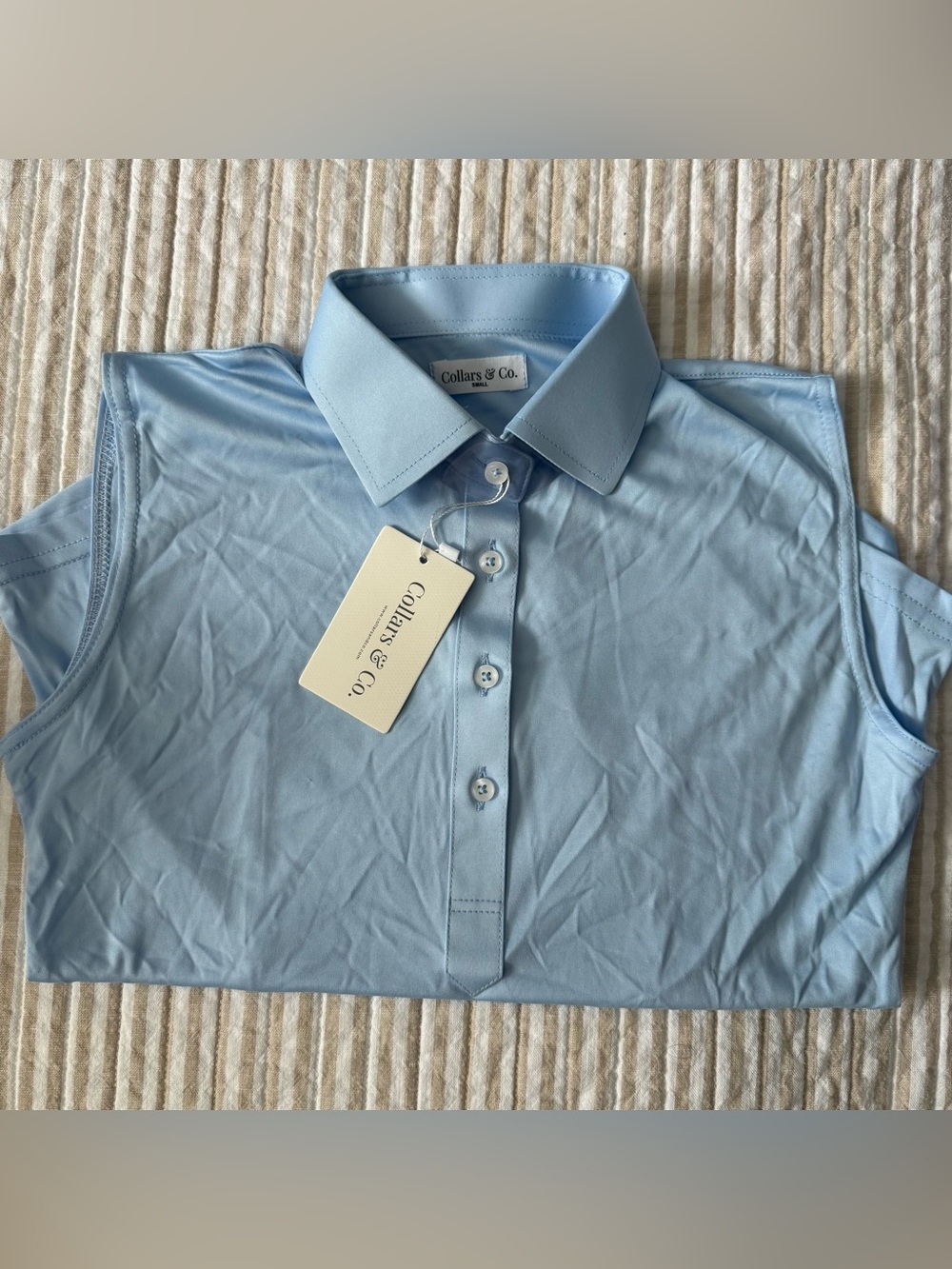 Collars & Co Womens Light Blue Sleeveless Dress Collar Polo Shirt Top Small NWT - Picture 1 of 1